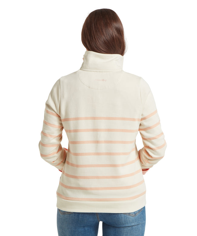 Sandown Sweatshirt Pale Stone/Coral Peach Stripe