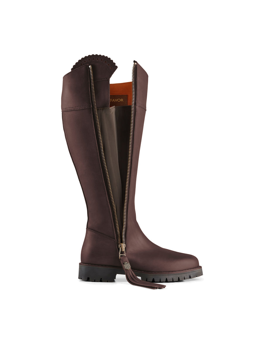 Explorer Mahogany Leather Waterproof Knee-High Boots Sporting Fit