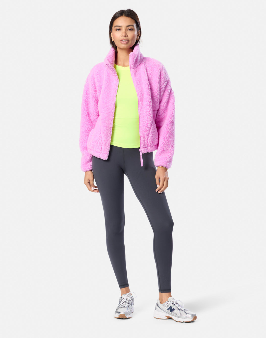 Industry Fleece High Collar Jacket Neon pink