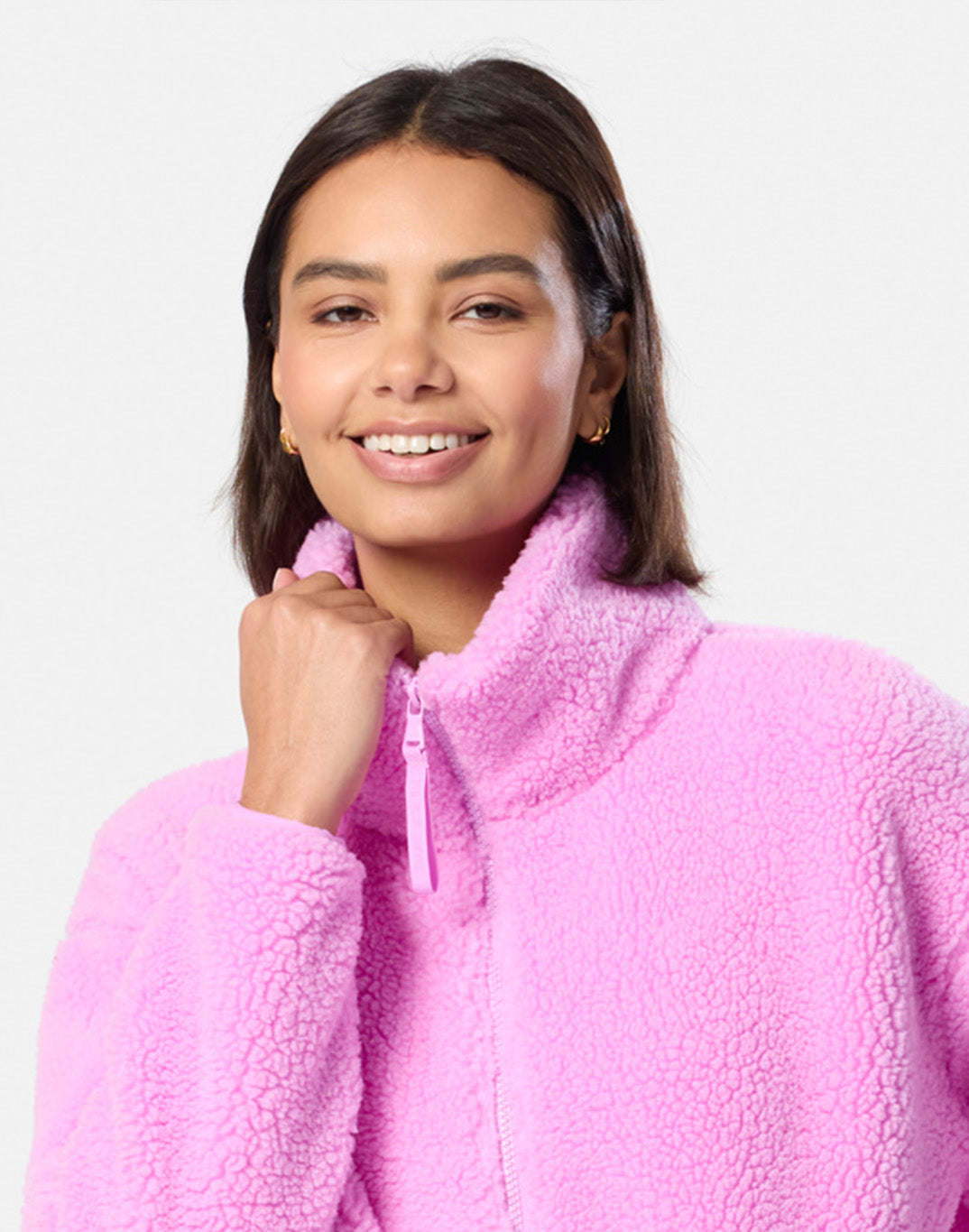 Industry Fleece High Collar Jacket Neon pink