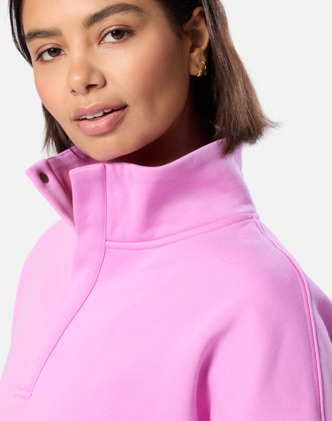 Snap Collar Sierra Sweatshirt Neon Pink