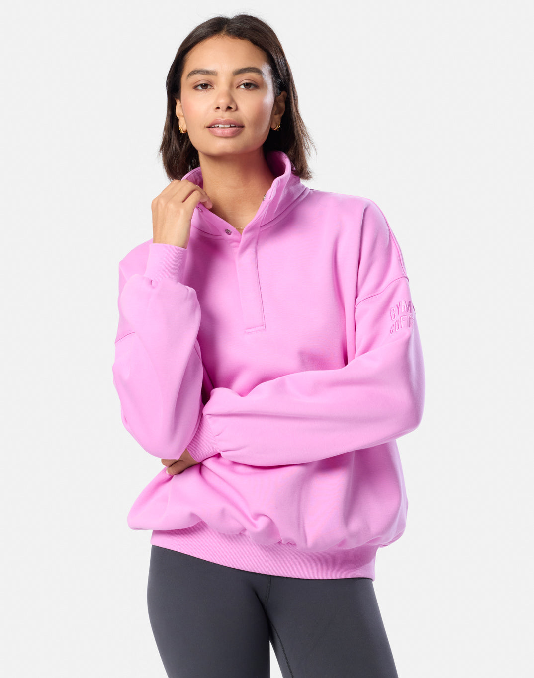 Snap Collar Sierra Sweatshirt Neon Pink
