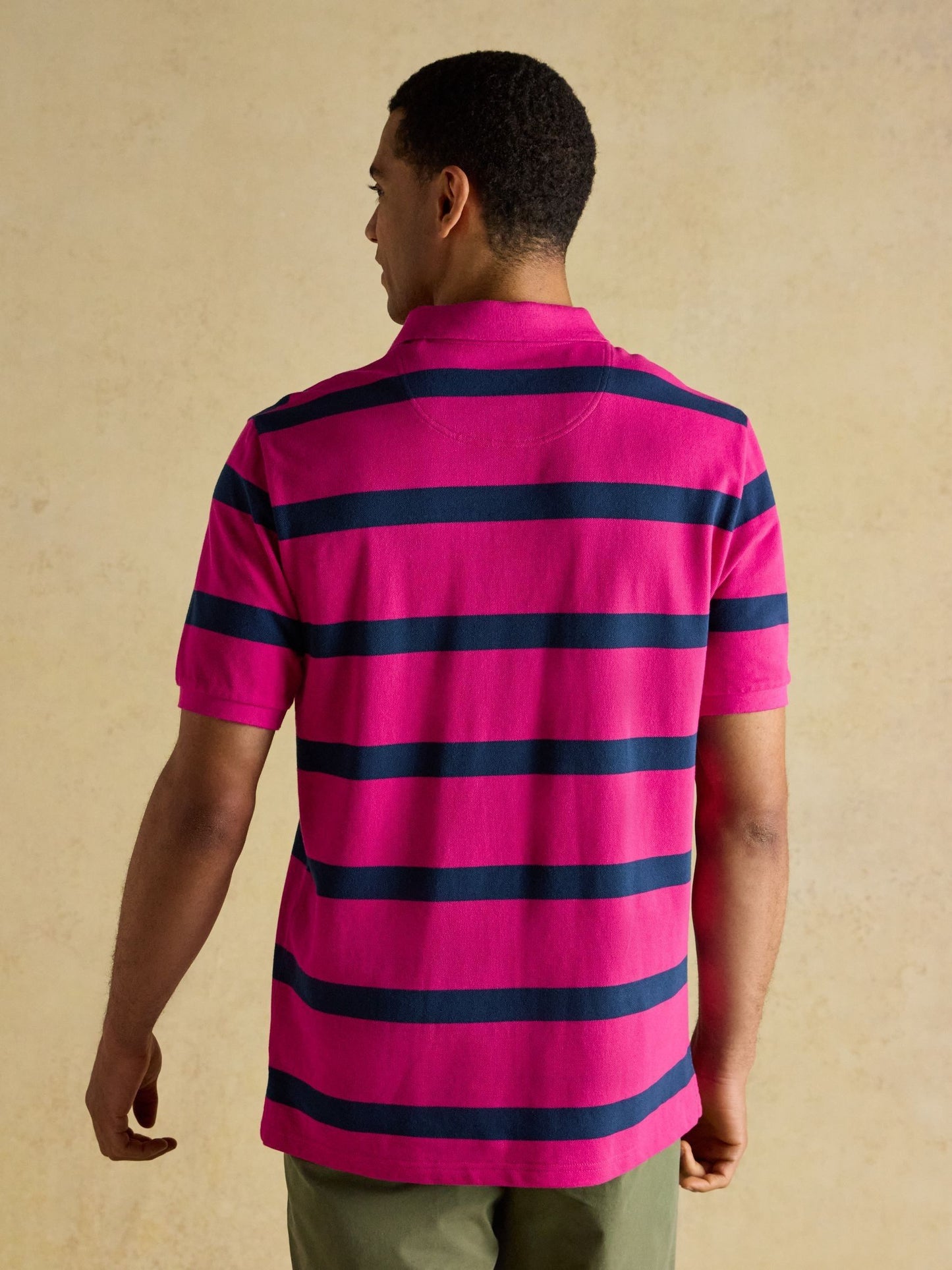 Woody Pink & Blue Striped Cotton Pique Polo Shirt