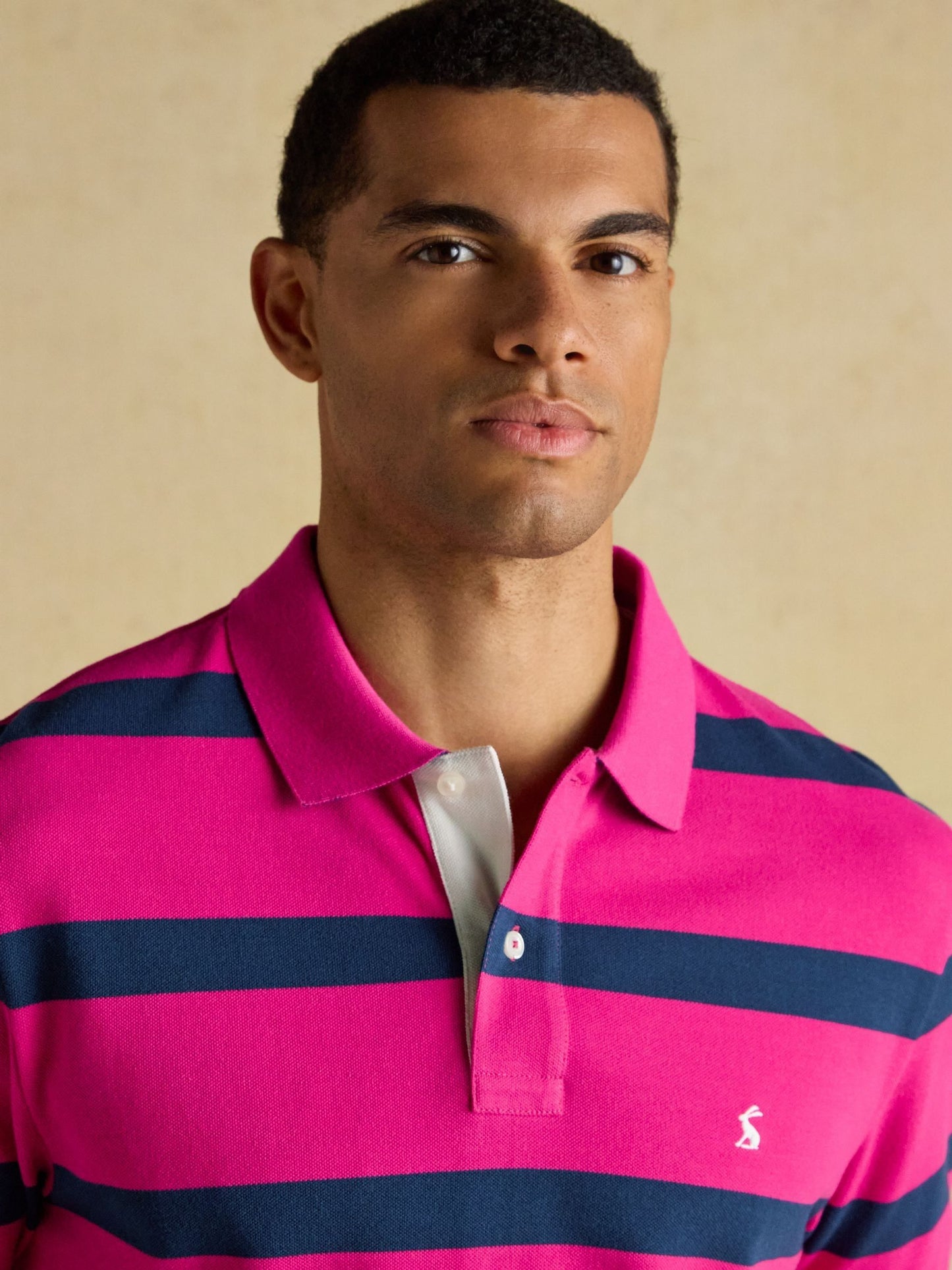 Woody Pink & Blue Striped Cotton Pique Polo Shirt