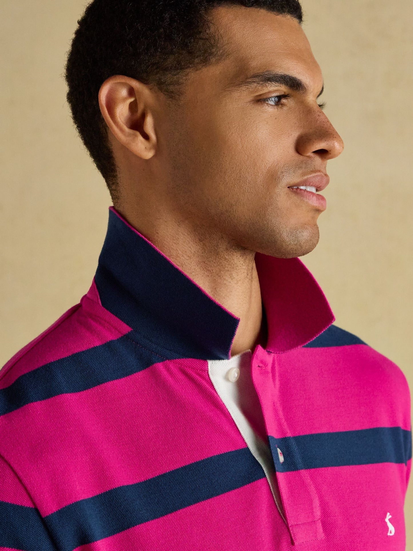 Woody Pink & Blue Striped Cotton Pique Polo Shirt