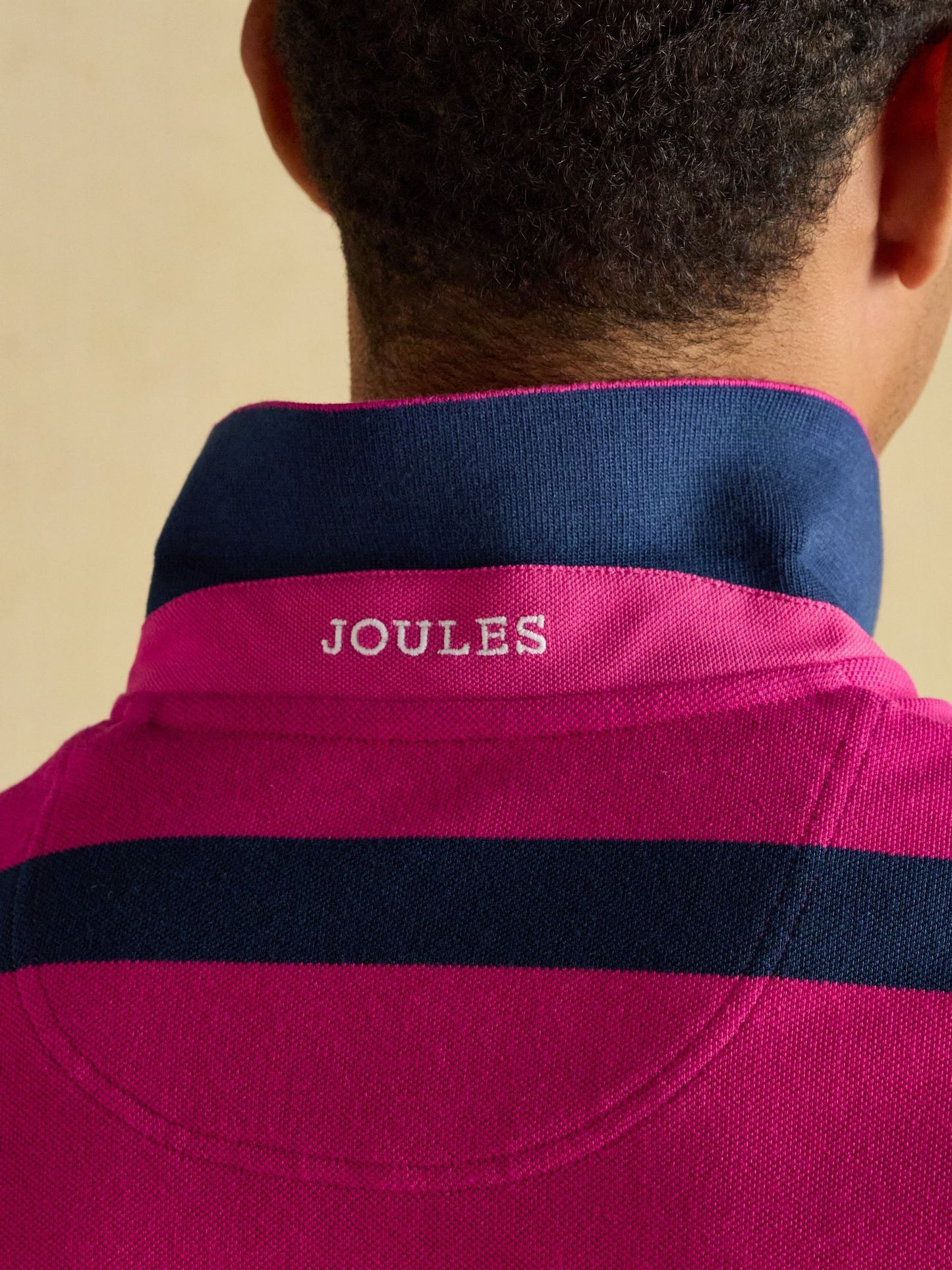 Woody Pink & Blue Striped Cotton Pique Polo Shirt