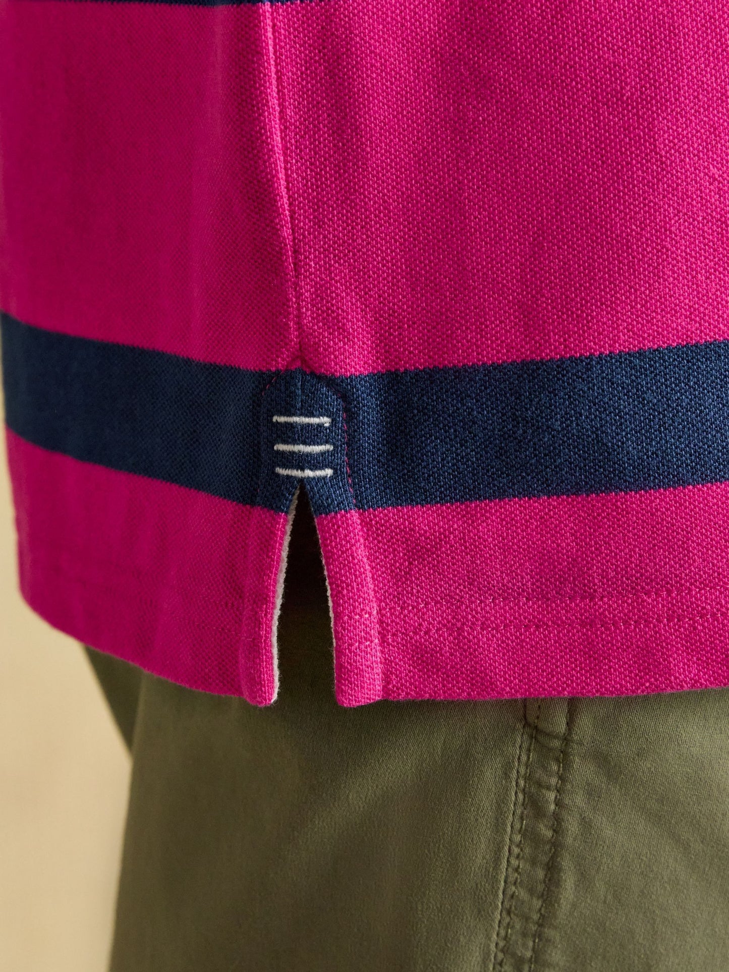 Woody Pink & Blue Striped Cotton Pique Polo Shirt