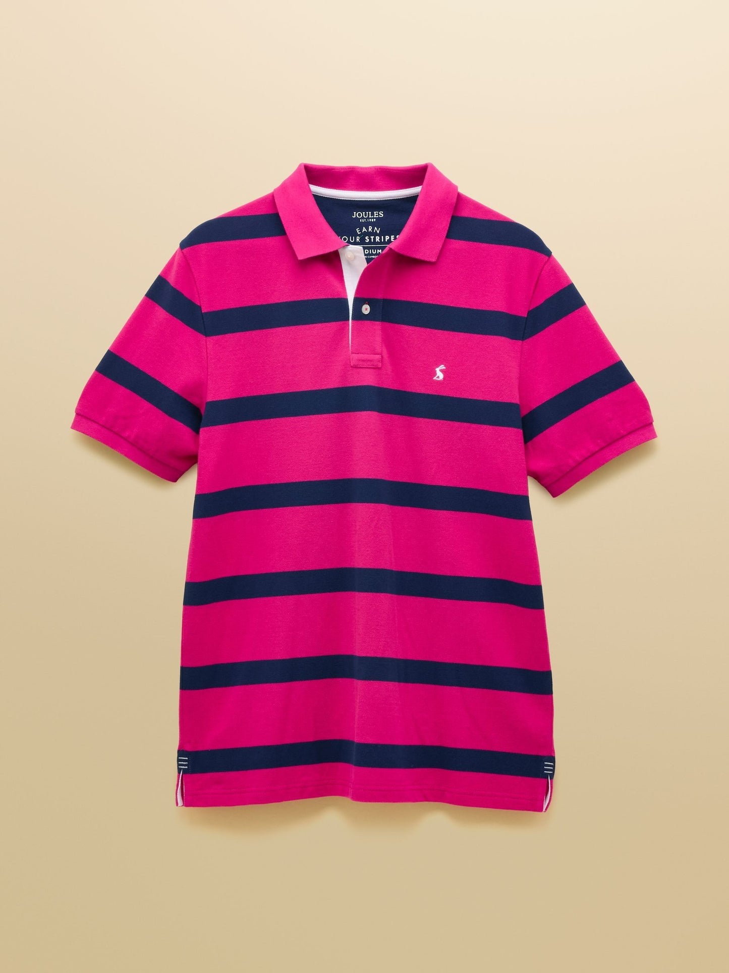 Woody Pink & Blue Striped Cotton Pique Polo Shirt