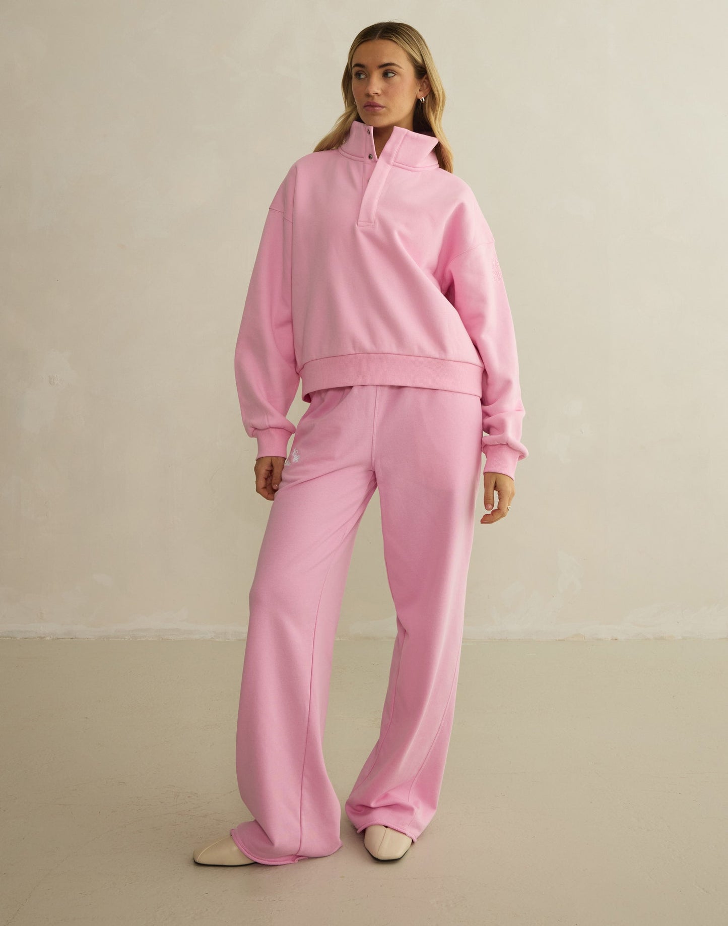 Daily Snap Collar Sweatshirt Pink Blossom