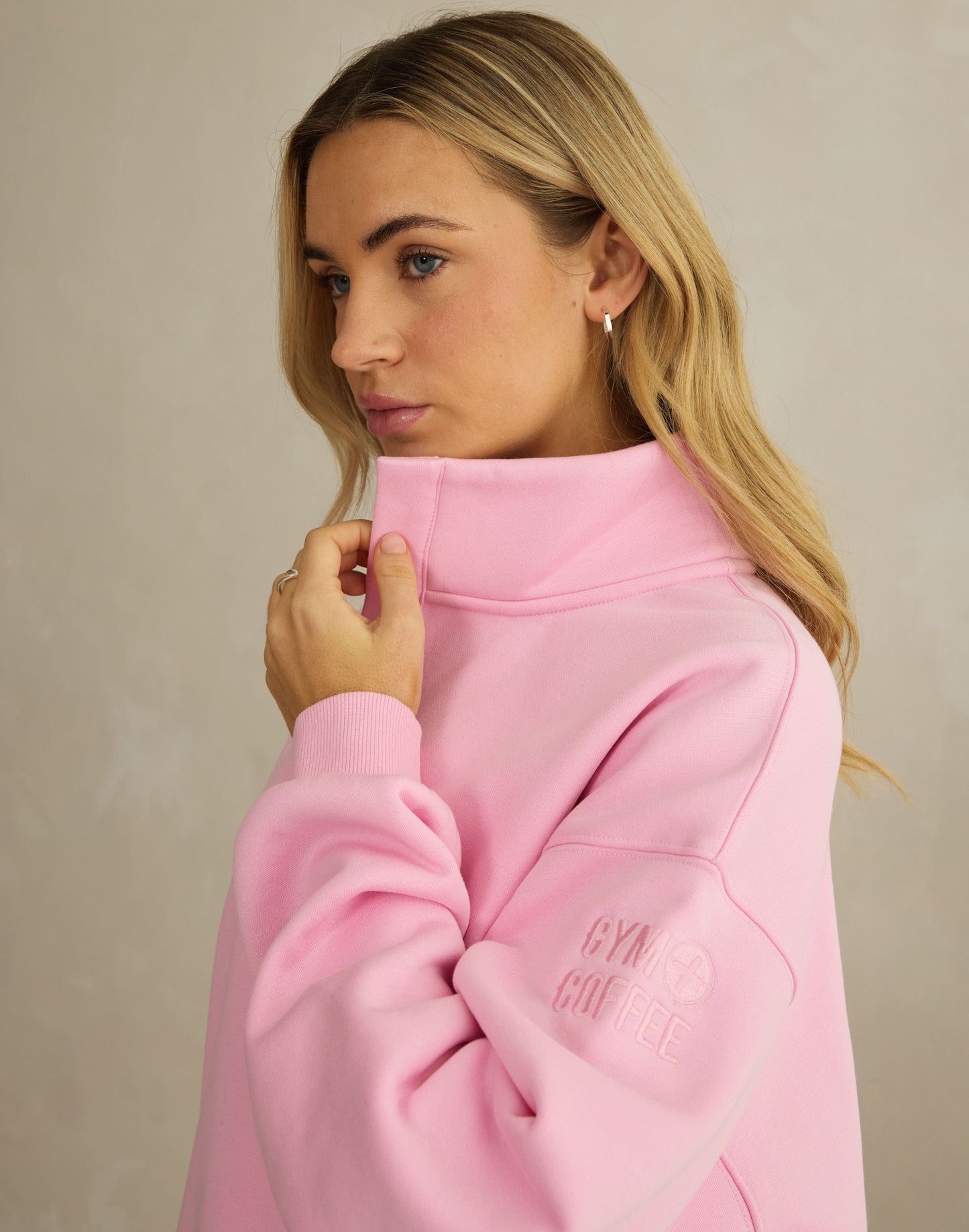 Daily Snap Collar Sweatshirt Pink Blossom