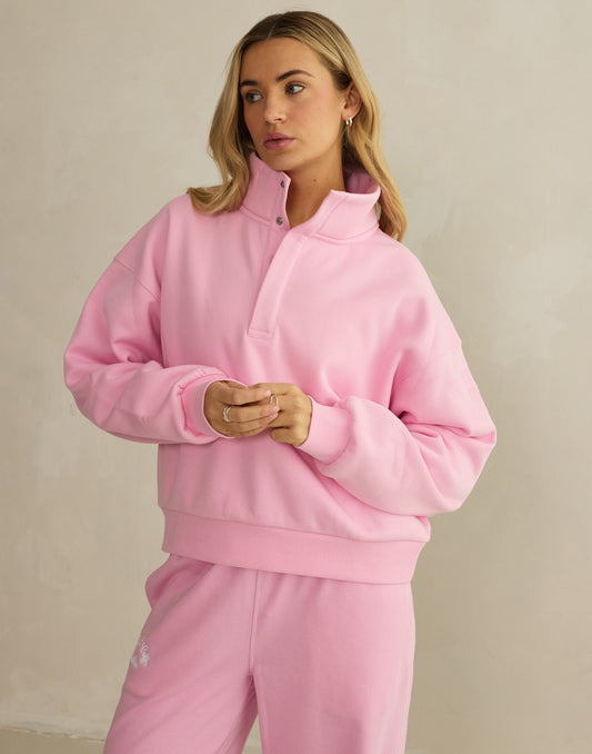 Daily Snap Collar Sweatshirt Pink Blossom