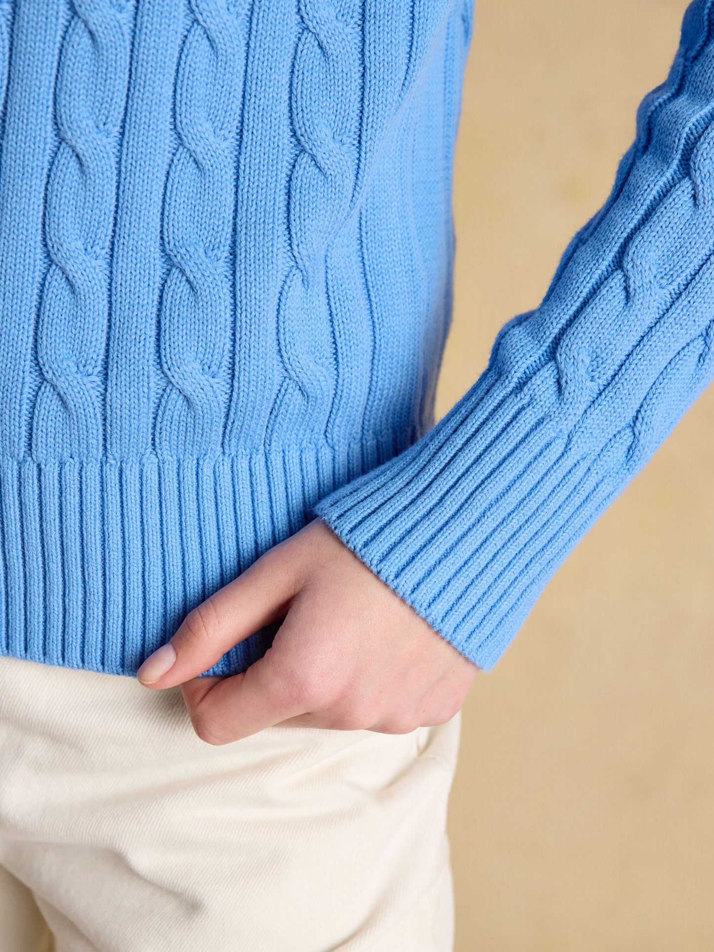 Classic Blue Cotton Cable Knit Jumper