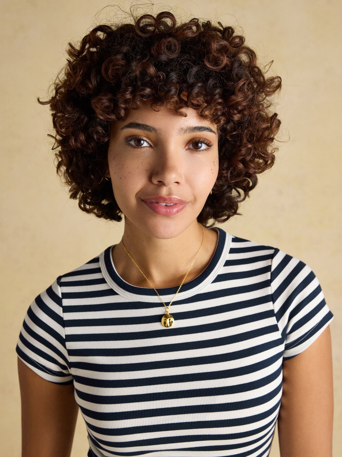 Sophie Navy Stripe Short Sleeve Ribbed Fitted T-Shirt