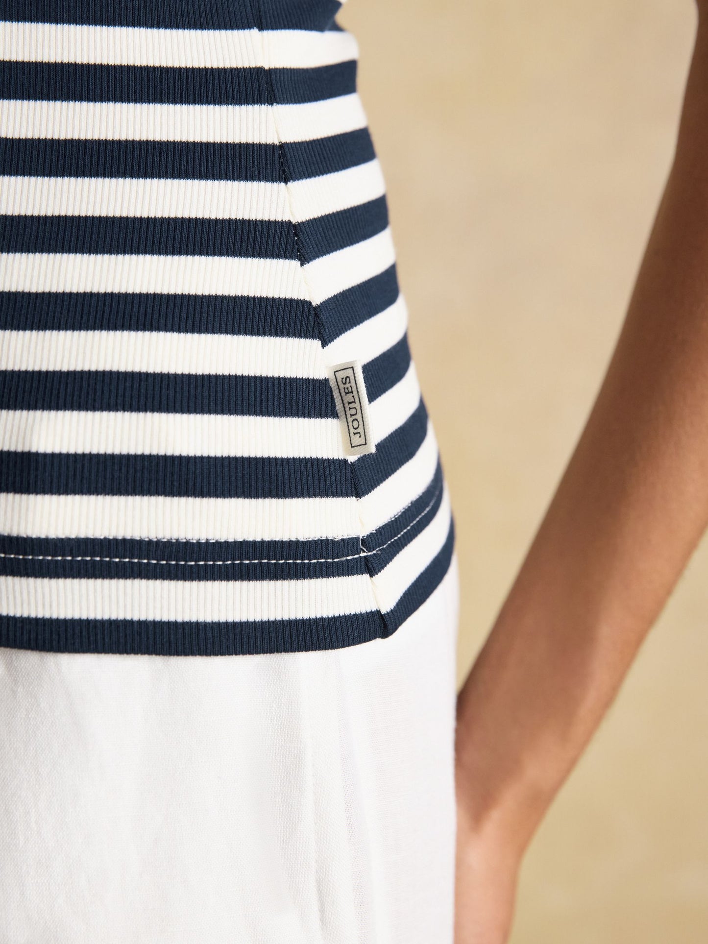 Sophie Navy Stripe Short Sleeve Ribbed Fitted T-Shirt