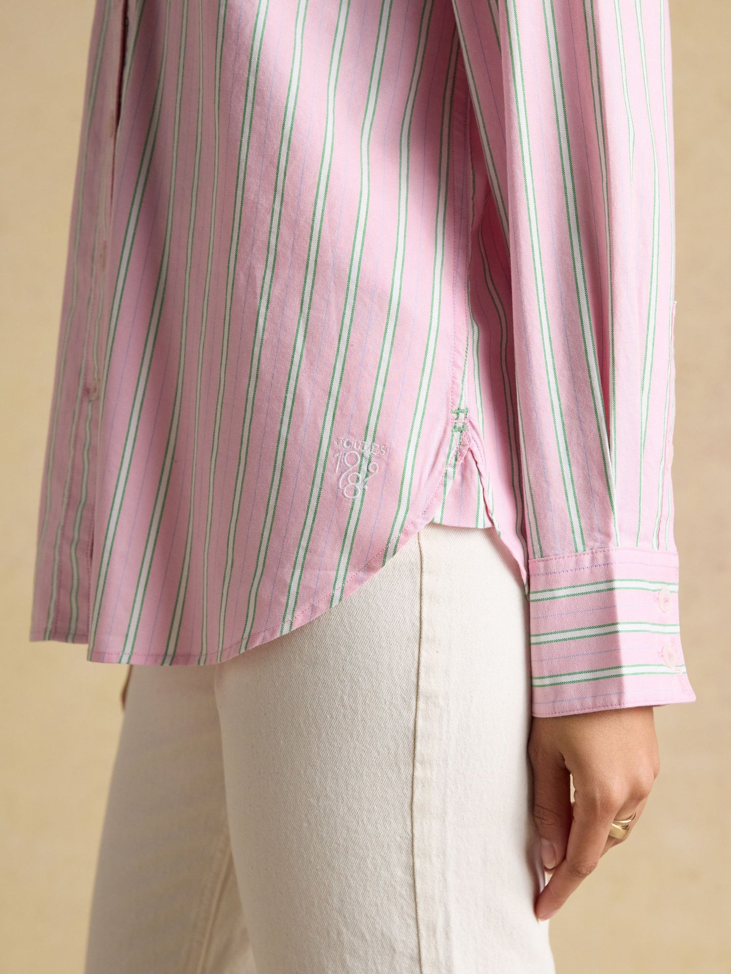 Boyfriend Fit Pink Striped Oxford Shirt