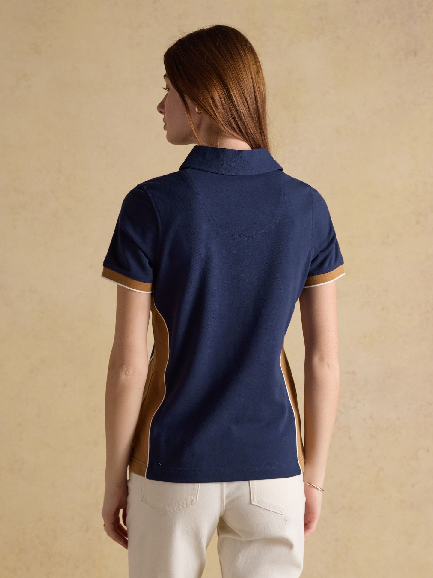 Beaufort Navy & Brown Embroidered Short Sleeve Polo Shirt