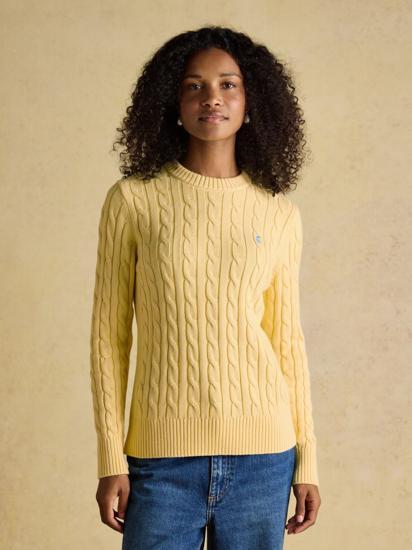 Classic Yellow Cotton Cable Knit Jumper