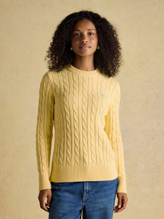 Classic Yellow Cotton Cable Knit Jumper