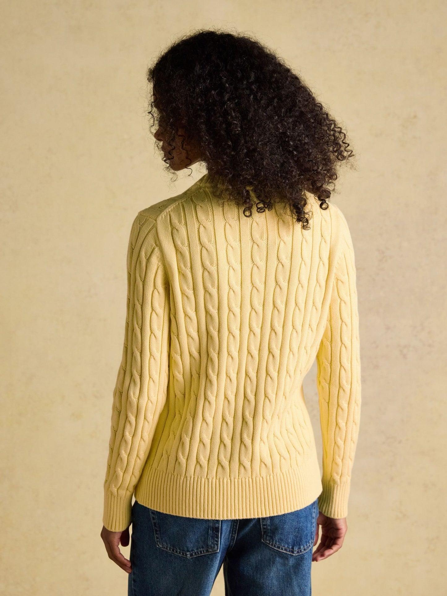 Classic Yellow Cotton Cable Knit Jumper