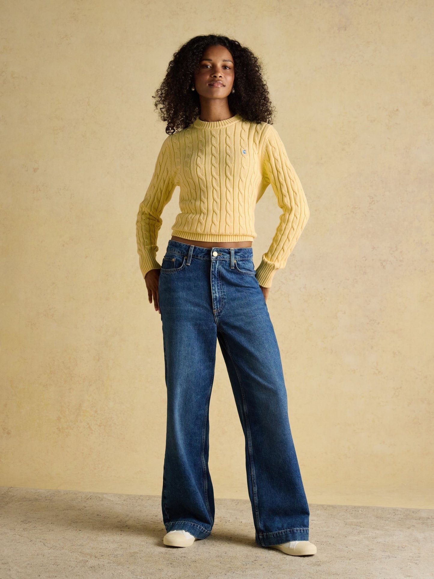 Classic Yellow Cotton Cable Knit Jumper