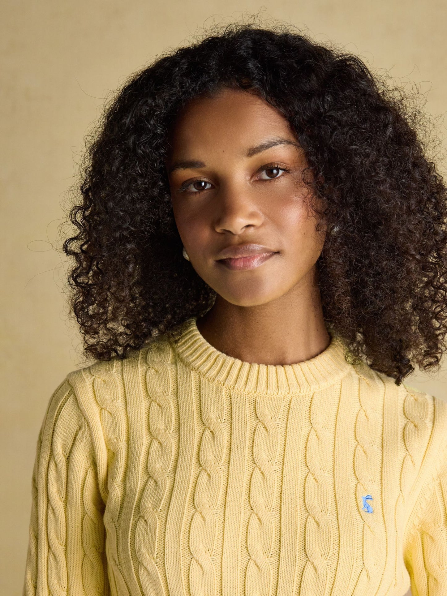 Classic Yellow Cotton Cable Knit Jumper