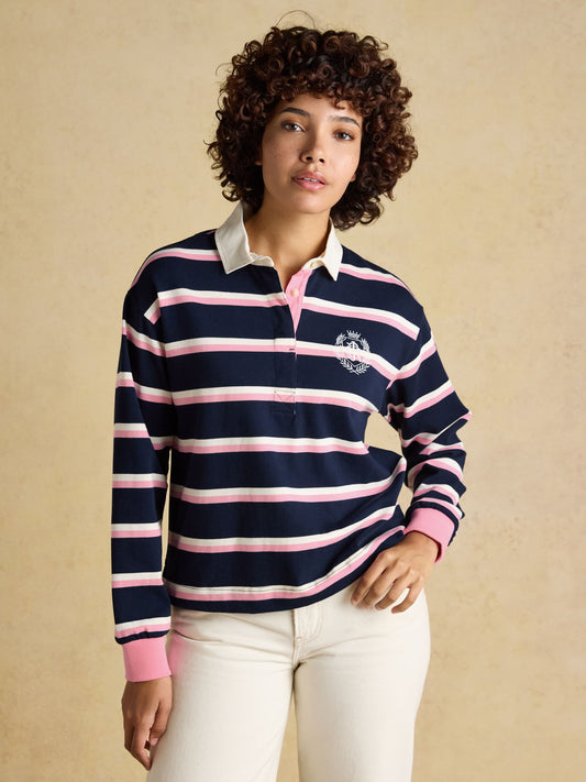 Lara Navy & Pink Striped Rugby Shirt