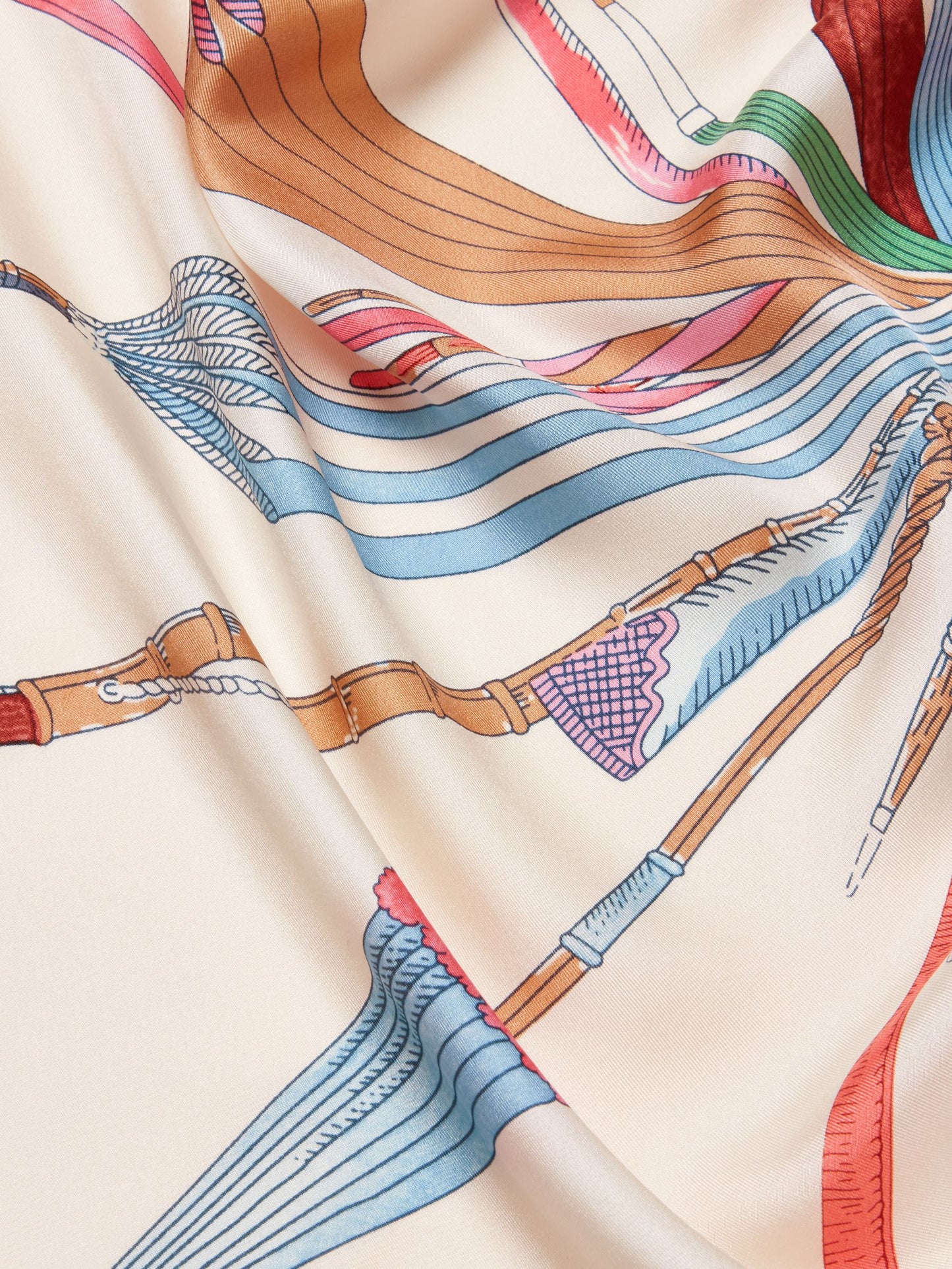 Bloomfield Cream & Navy Printed Square 100% Silk Scarf