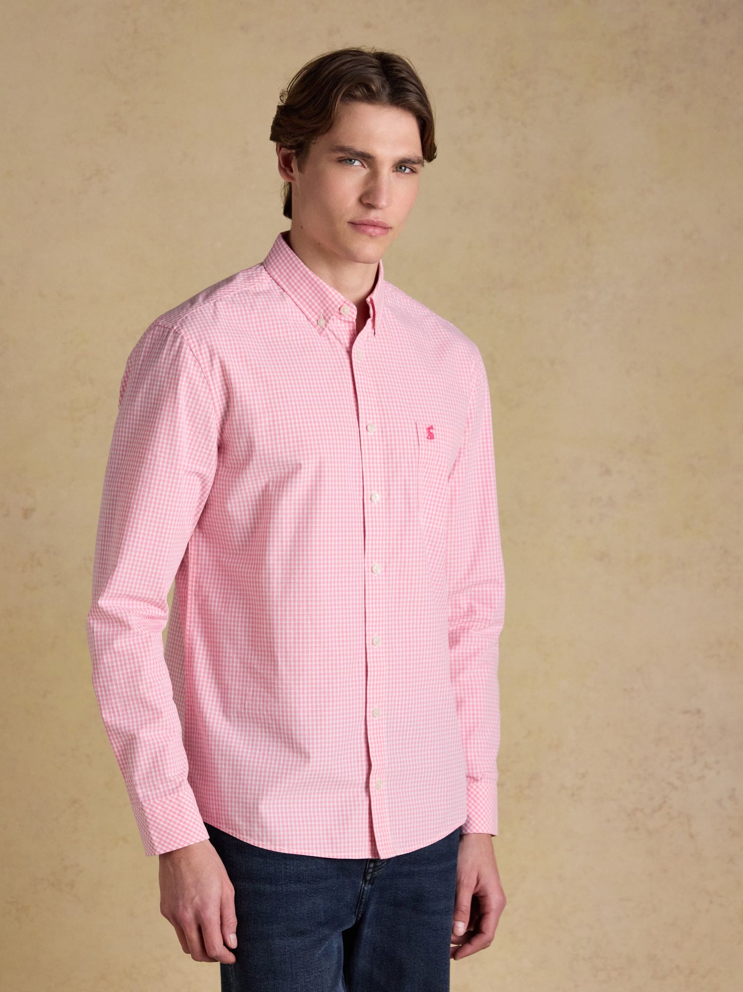 Poplin Pink Gingham Check Classic Fit Shirt