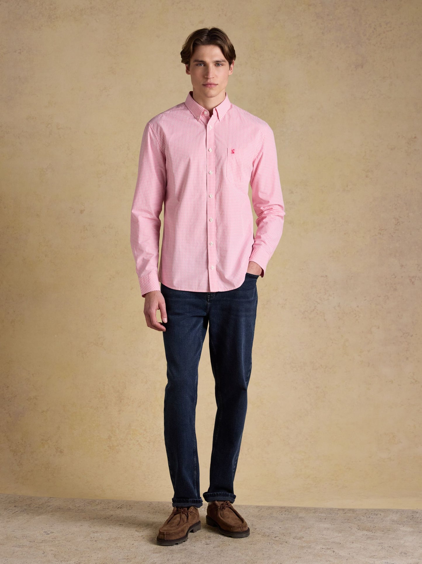 Poplin Pink Gingham Check Classic Fit Shirt