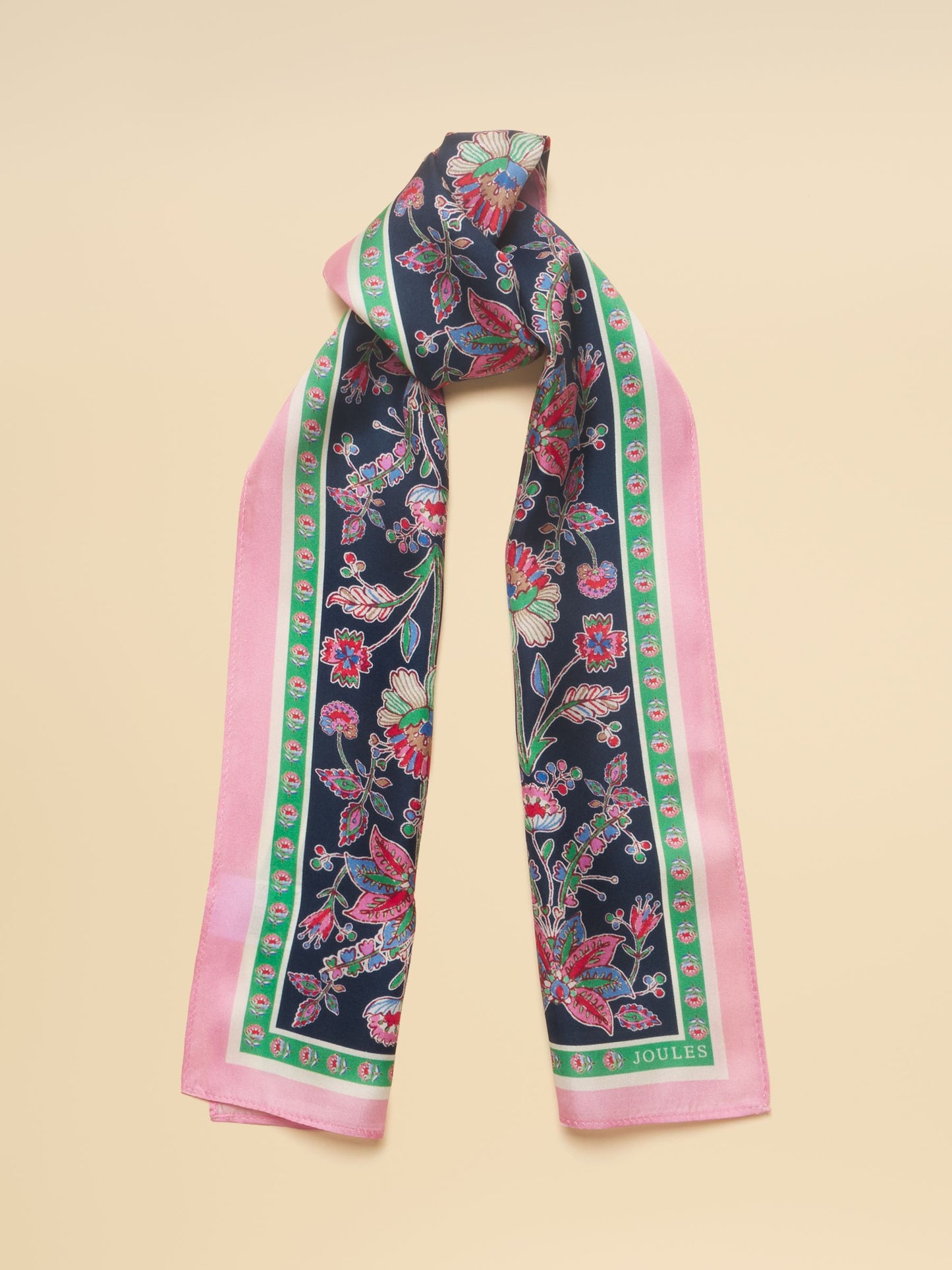 Highgrove Navy & Pink Floral 100% Silk Printed Scarf