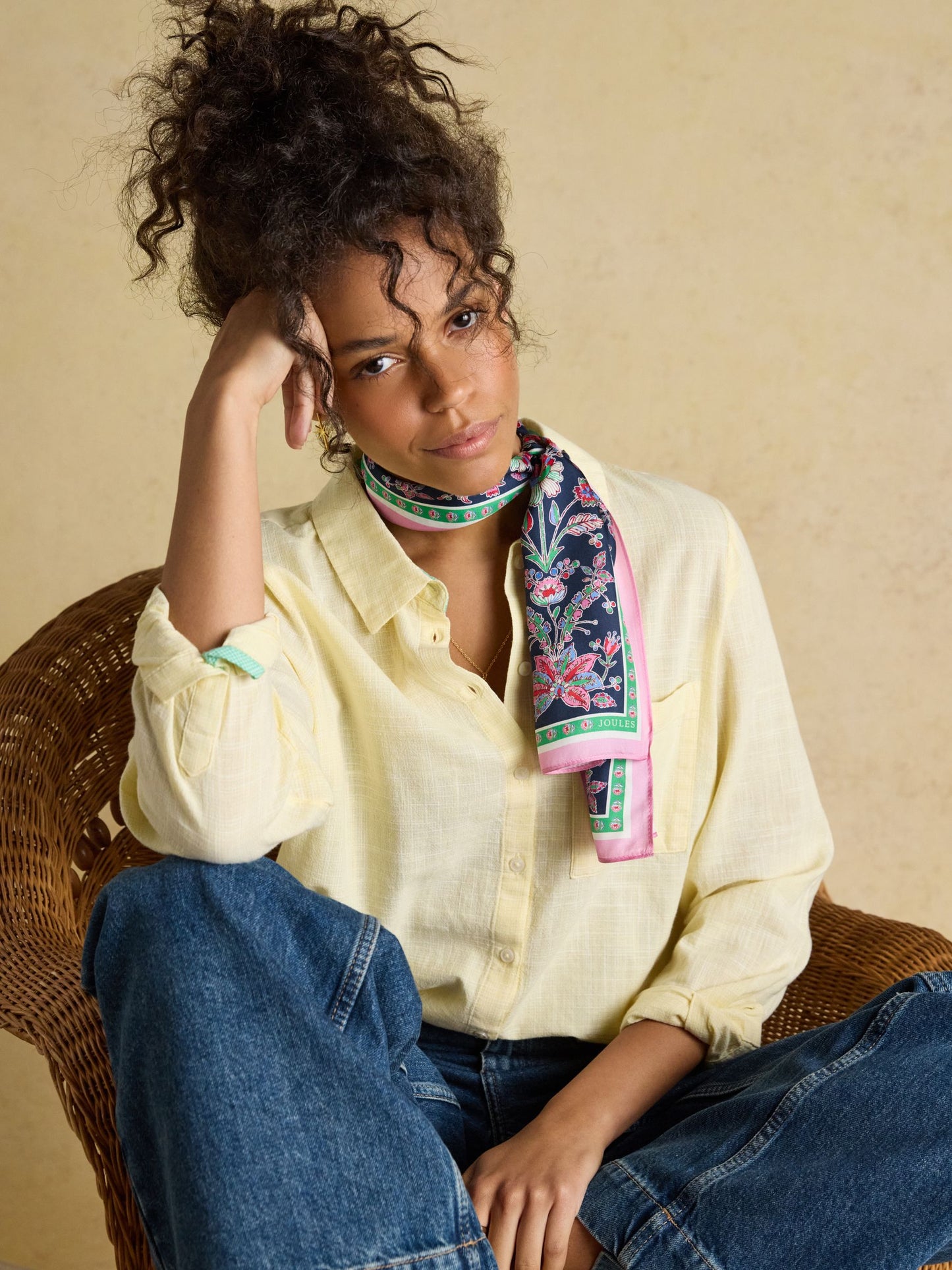 Highgrove Navy & Pink Floral 100% Silk Printed Scarf