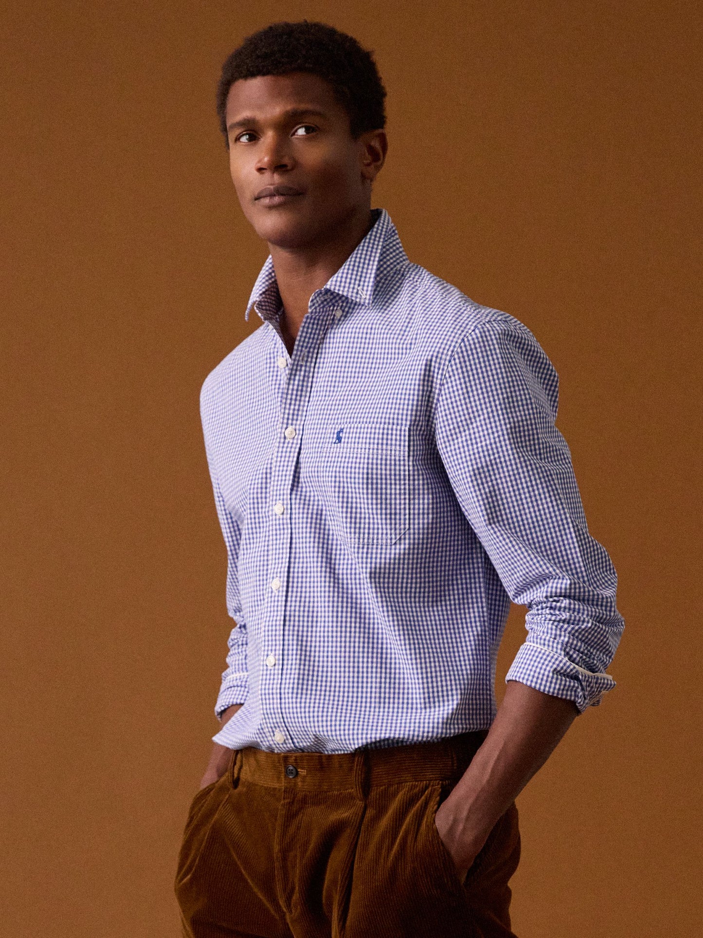 Poplin Blue Gingham Check Classic Fit Shirt