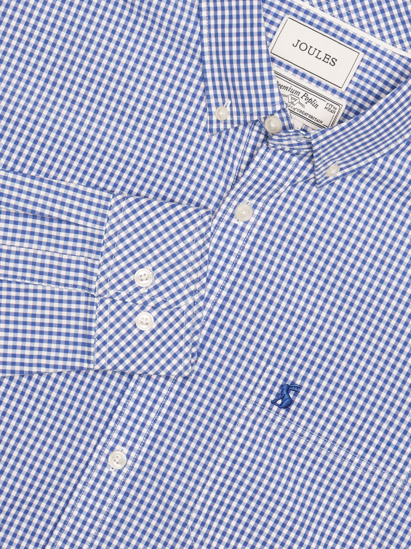 Poplin Blue Gingham Check Classic Fit Shirt