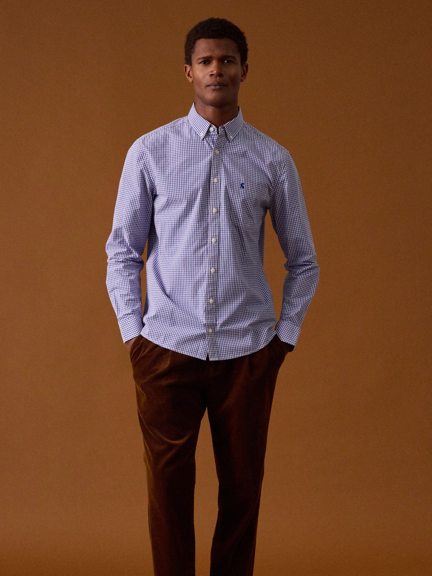 Poplin Blue Gingham Check Classic Fit Shirt