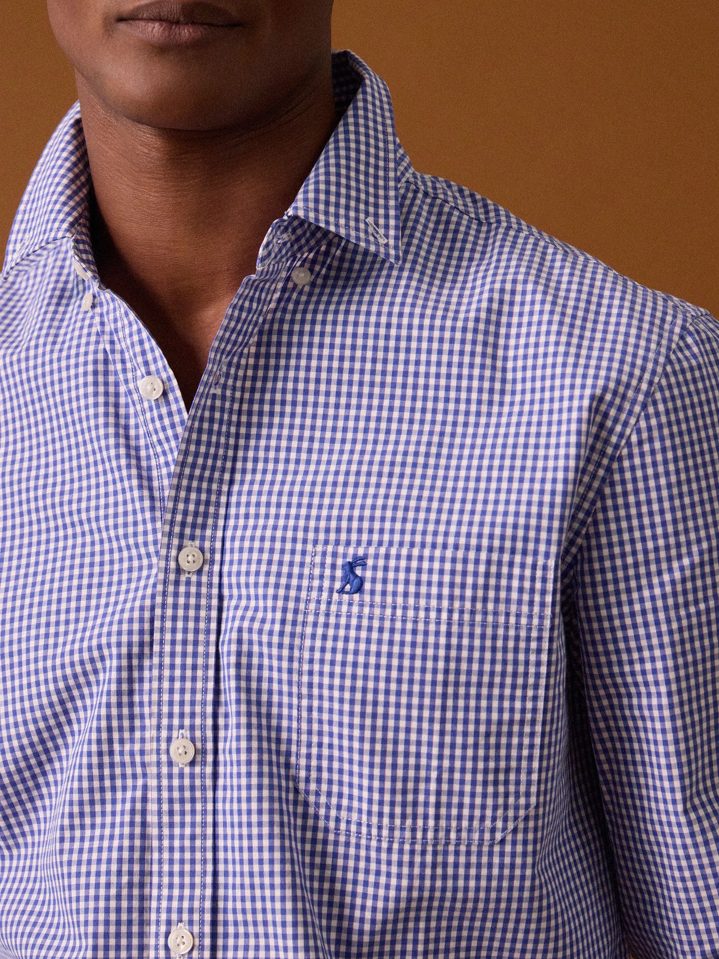 Poplin Blue Gingham Check Classic Fit Shirt