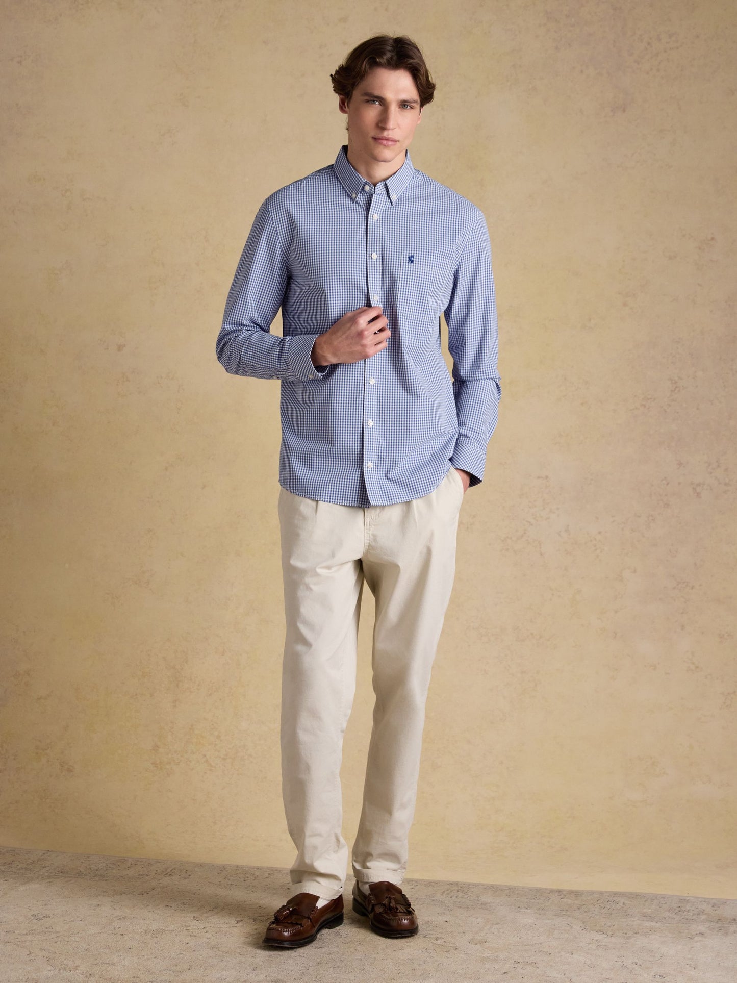 Poplin Blue Gingham Check Classic Fit Shirt