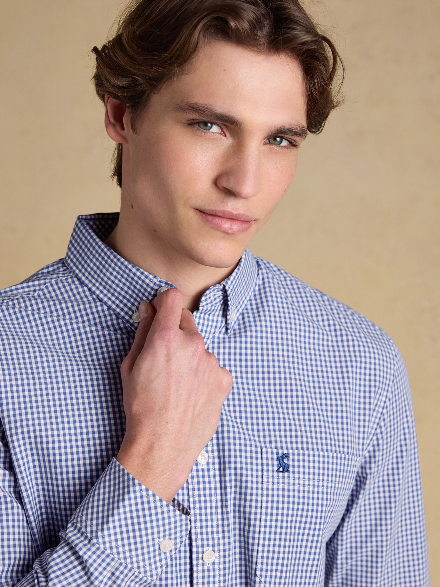Poplin Blue Gingham Check Classic Fit Shirt
