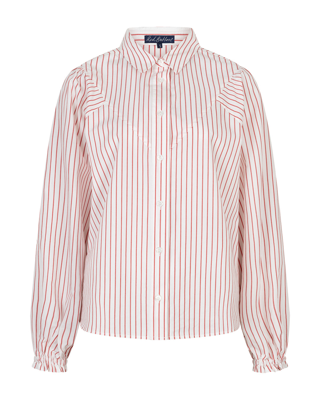 Victoria Poplin Stripe Long SL Red