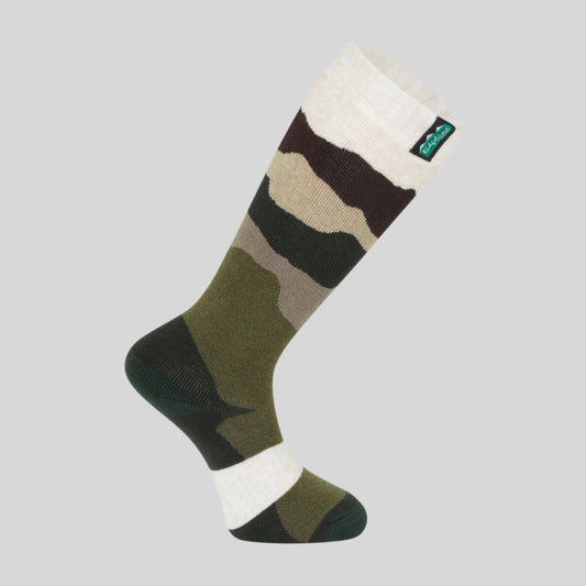 Merino Wool Socks Mid Length Olive Stripes
