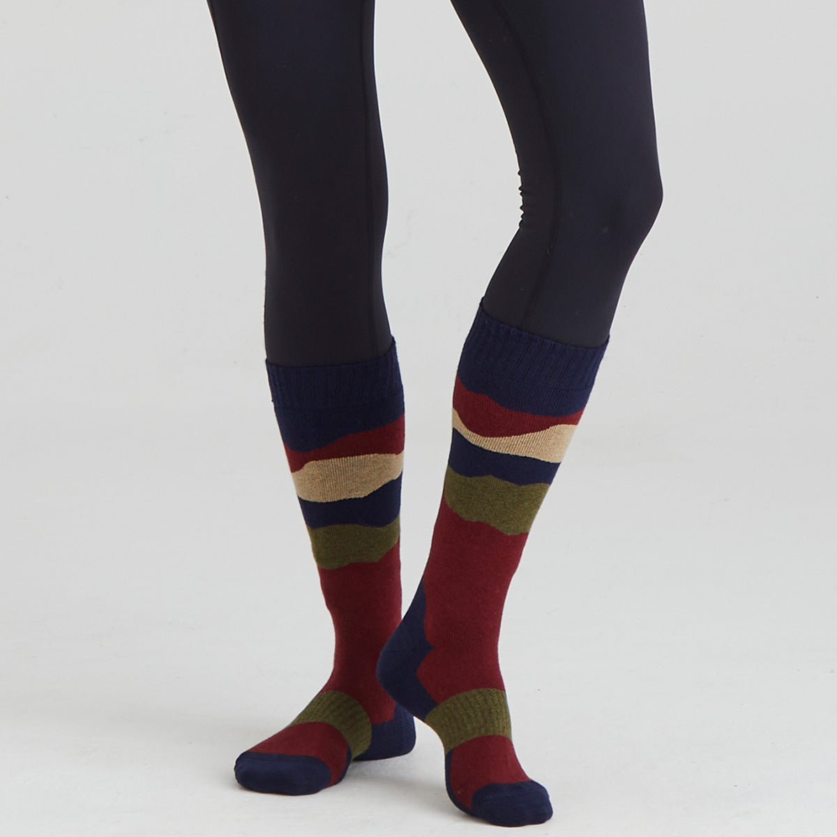 Merino Wool Socks Mid Length Navy Stripes
