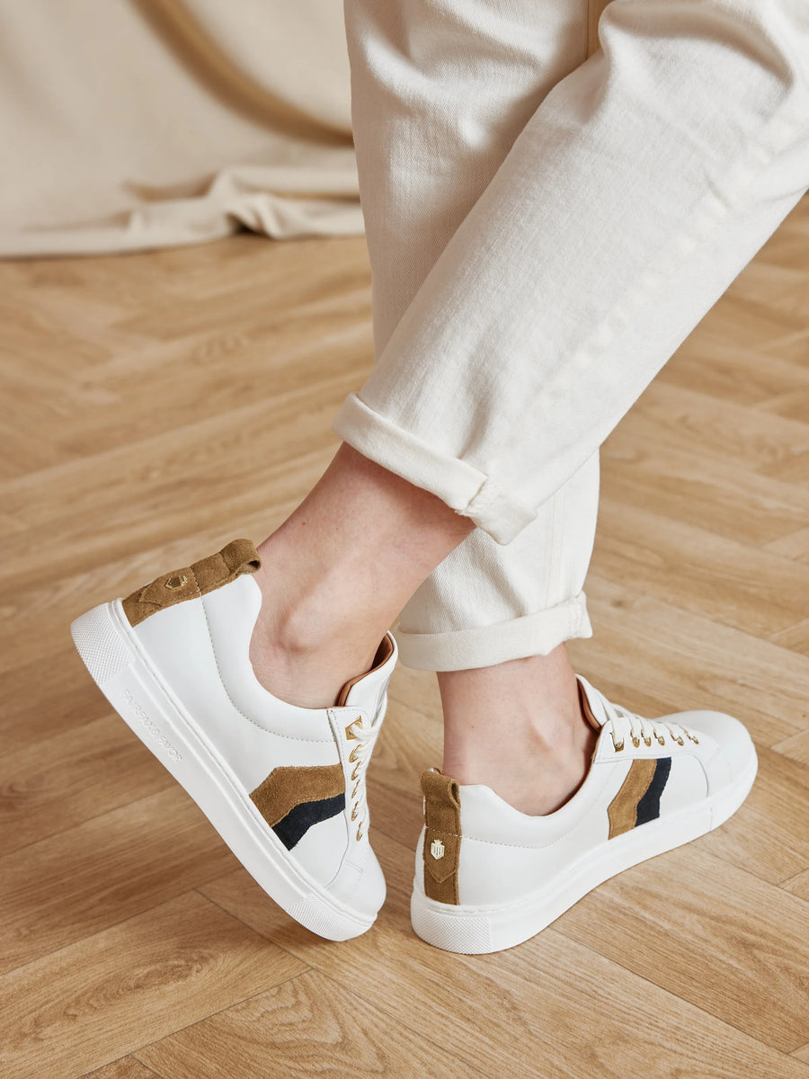 Alexandra Tan & Navy Trainers