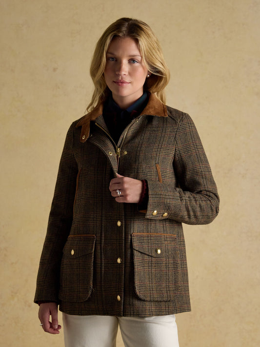Contemporary Brown Check Tweed Fieldcoat