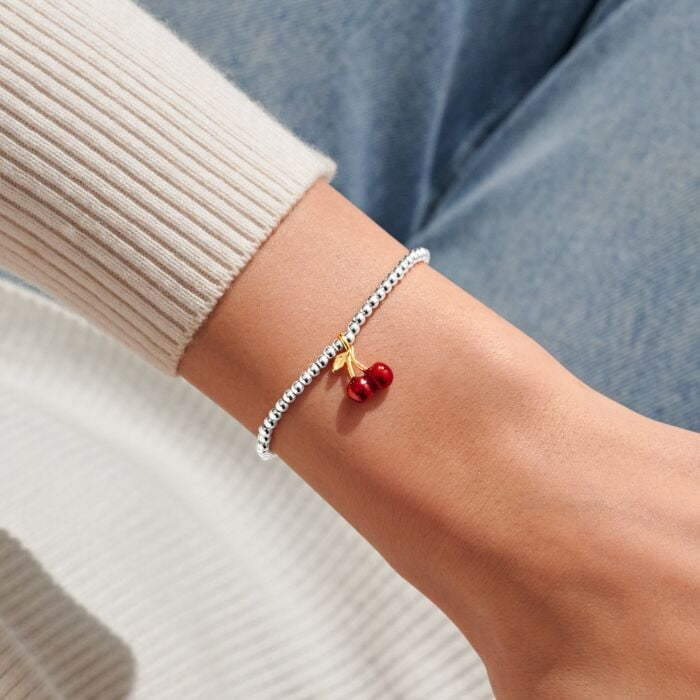 A Little Vibes 'Cherry On Top' Bracelet in Silver Plating