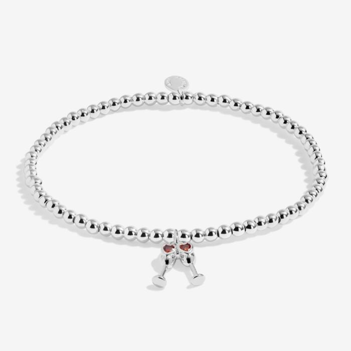 A Little 'Sip Sip Hooray It's Your Birthday!' Bracelet in Silver Plating
