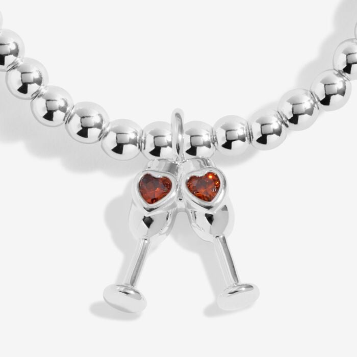 A Little 'Sip Sip Hooray It's Your Birthday!' Bracelet in Silver Plating