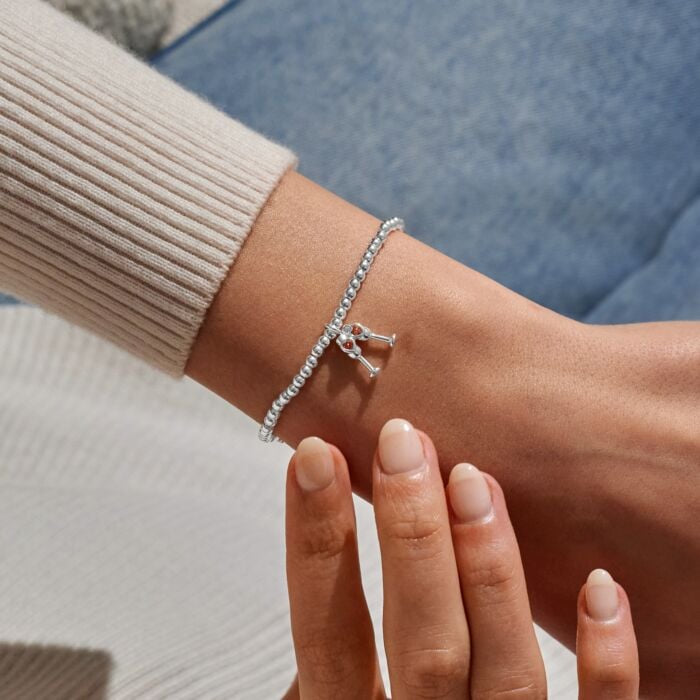 A Little 'Sip Sip Hooray It's Your Birthday!' Bracelet in Silver Plating