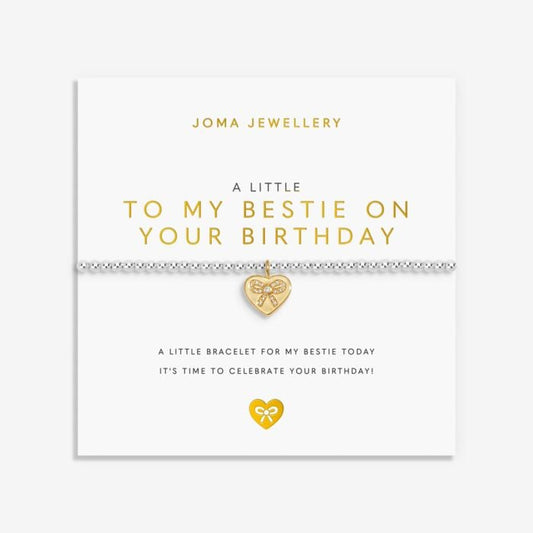 A Little 'To My Bestie On Your Birthday' Bracelet in Silver and Gold Plating