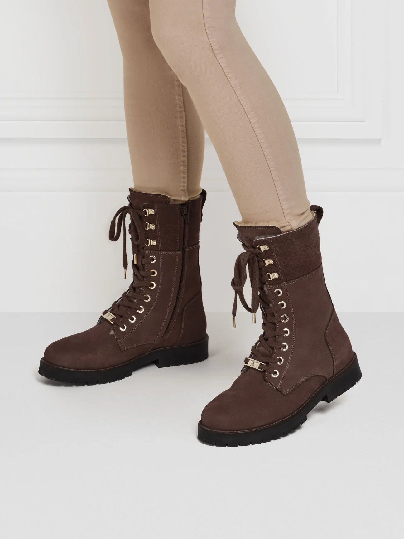 The Anglesey
Shearling Lined Combat Boot - Chocolate Nubuck