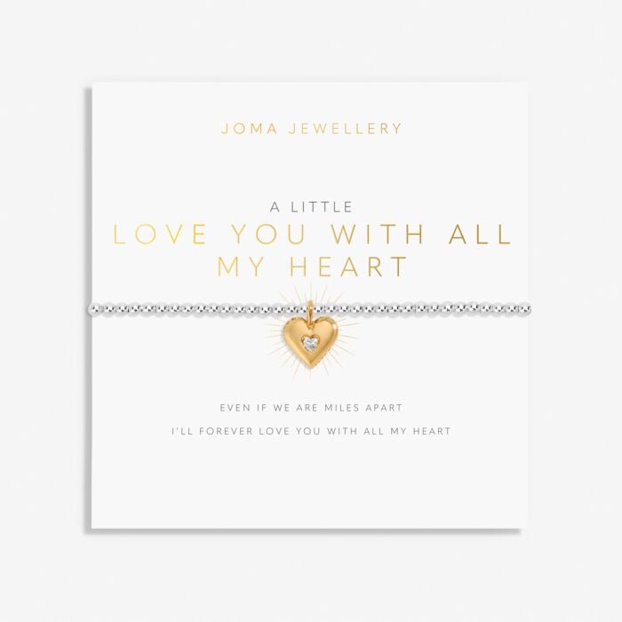 A Little 'Love You With All My Heart' Bracelet in Silver and Gold Plating