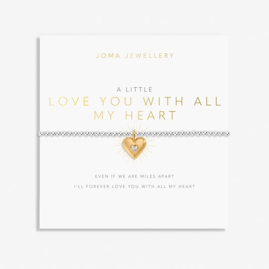 A Little 'Love You With All My Heart' Bracelet in Silver and Gold Plating